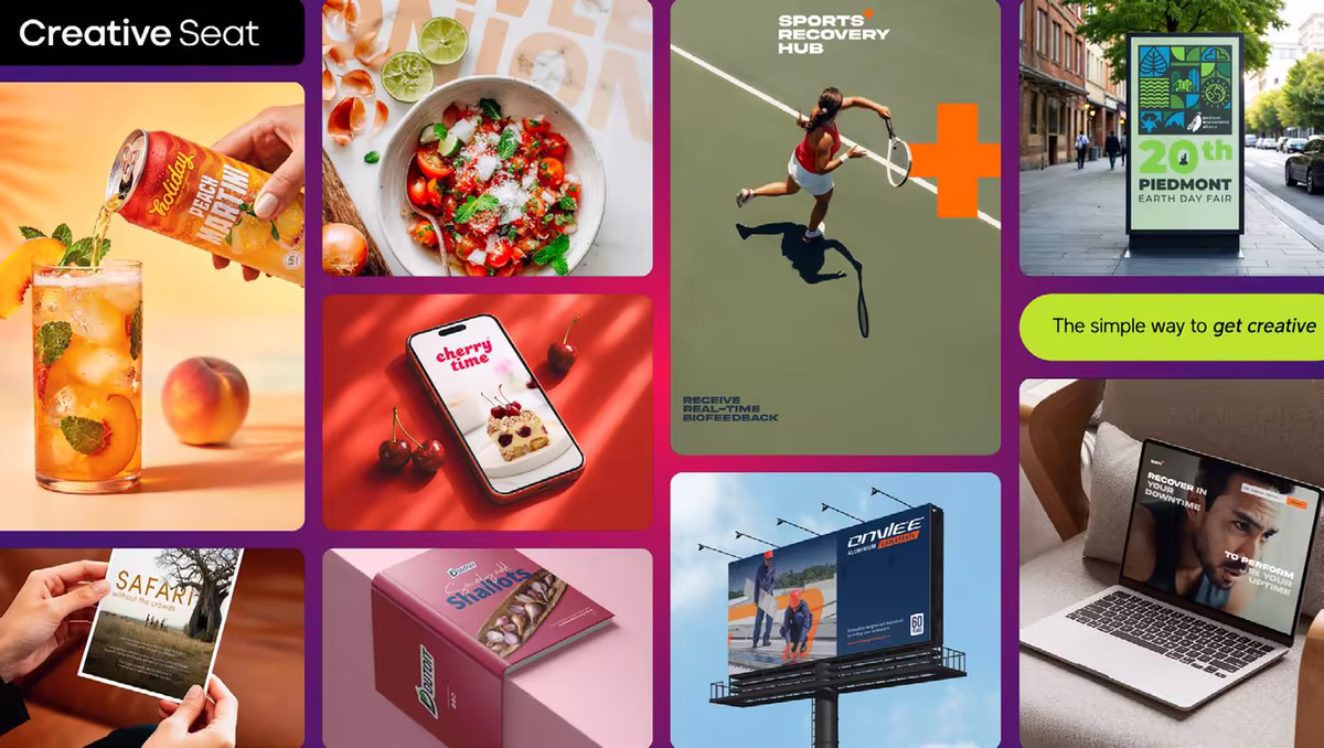 Montage of Creative Seat work across social, print, outdoor and web